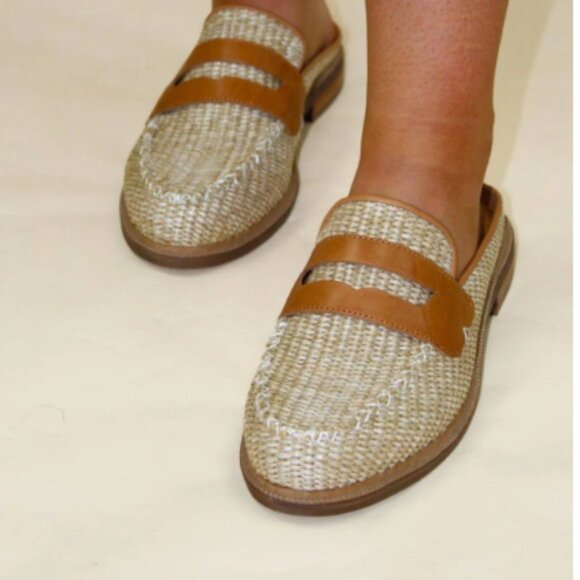 new Kelsi Dagger Brooklyn Lens Leather and Jute Mules $130 RETAIL 2510 4m2 - Picture 2 of 9
